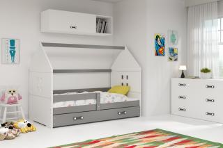 Detská posteľ v tvare domčeka DOMI 1 Farba: Biela + Grafit