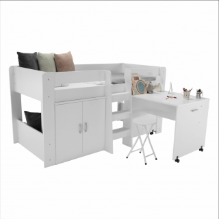 Kombinovaná posteľ do detskej izby FANY Farba: Biela