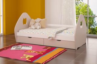 Masívna posteľ Pou Farba: Krémová + Biela