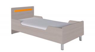 NEMO jednolôžková posteľ N12 Farba: Jesion werona + Oranžový lesk