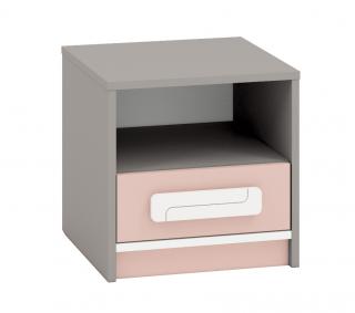 Nočný stolík IQ 13 biela/ružová/sivá Farba: Ružová