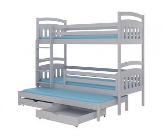 Poschodová posteľ s výsuvným lôžkom Aldo 200 Farba: Sivá