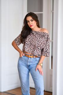 COMFY TOP - POLOMATNÁ PLAVKOVINA / LEOPARD