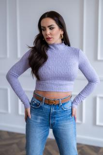 CROP TOP S EFEKTNÝM STOJAČIKOM / RÔZNE DĹŽKY RUKÁVA