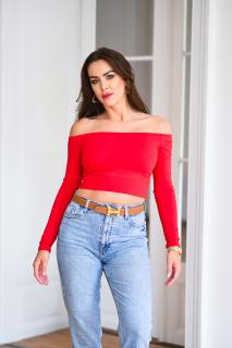 CROP TOP S ODHALENÝMI RAMENAMI “ELIZA” - BAVLNA