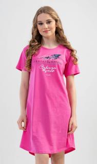 Dámska nočná košeľa s krátkym rukávom More Varianta: tmavě růžová; XL