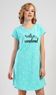 Dámska nočná košeľa s krátkym rukávom Relax weekend Varianta: mentolová; L