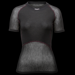 Dámske funkčné tričko krátký rukáv čierne, Sieťovina/Merino Veľkosť: XL