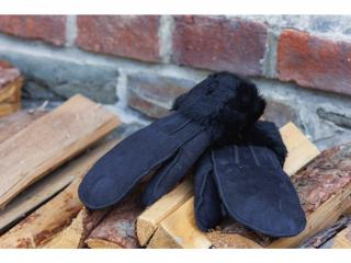 Dámske kožené rukavice  Exclusive , čierne s kožušinou  HEBKÉ A HREJIVÉ! Veľkosť: L