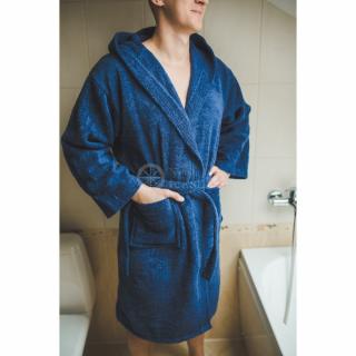 Froté župan do sauny, modrý Veľkosť: XL