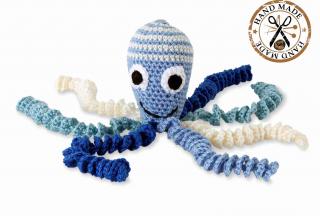 Háčkovaná chobotnička pre novorodencov, modrá  ručná práca