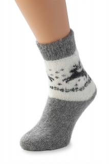 Hebké vlnené ponožky so sobom, sivý lem Veľkosť: 36-38