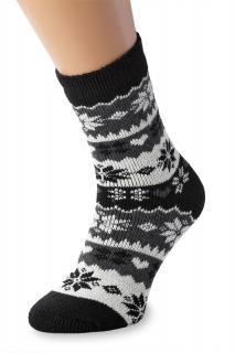 Ponožky Alpaca s nórskym vzorom, čierno-biele Veľkosť: 35-38