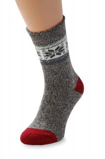 Ponožky Alpaca sivobiele s červenou pätou Veľkosť: 40-43