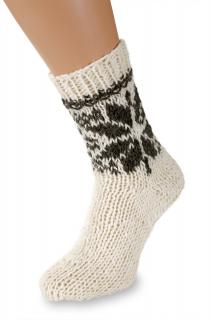 Ručne pletené ponožky 100% ovčia vlna svetlé, s vločkou Veľkosť: 36-38