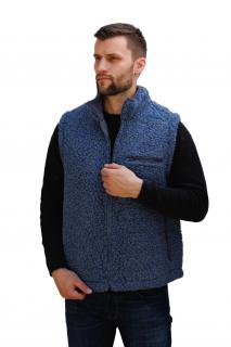 Vesta z ovčej vlny Šport, farba denim Veľkosť: 2XL - 122/78 cm