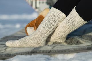 Vlnené ponožky 100% Merino, voľný lem, krémovo biela Veľkosť: 35-38