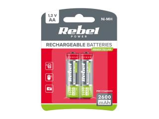 Batéria AA (R06) nabíjací 1,2V2600 mAh REBEL blister