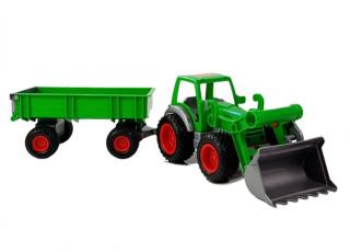 LEANTOYS Polesie detský traktor s vlečkou, zelený
