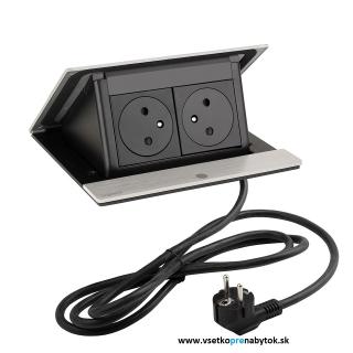 Elektrická zásuvka LEGRAND - POP UP (brúsený hliník - 2 x 230 V)