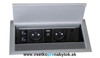 Kancelárska zásuvka VERSA-FLAP 240x120 mm (2x el. zásuvka 230V, 2x data RJ45, 1x HDMI)