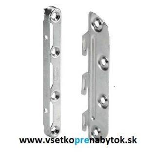 Posteľové spojovacie kovanie Hettich 130 mm - rohové (biely pozink)