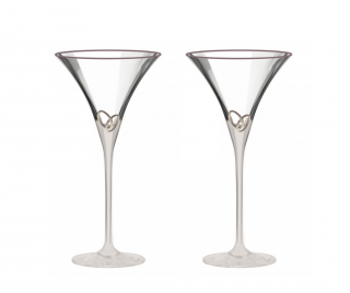 Pohár na martini so striebornými obrúčkami, pieskovaná noha 2 ks + svadobné gravírovanie zdarma (6011 32428 + pieskovanie)