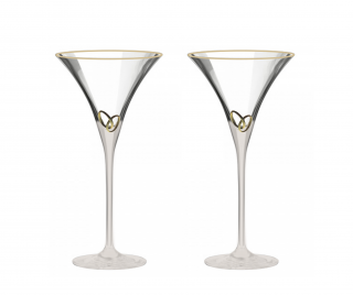 Pohár na martini so zlatými obrúčkami, pieskovaná noha 2 ks + svadobné gravírovanie zdarma (6011 32429 + pieskovanie)