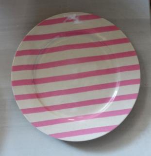 Tanier plytký 21 cm NINA ružové prúžky (Tanier pl.NINA 21 cm ruzovy)