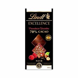 Lindt Excellence 70% horká čokoláda s kúskami malín a lieskovými orechmi 100g
