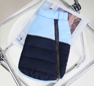 Reflexná, zateplená bunda pre psa - Modrá Veľkosť: L