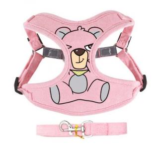 Ružový nylonový postroj pre psov s reflexnými prvkami - Bear Veľkosť: L