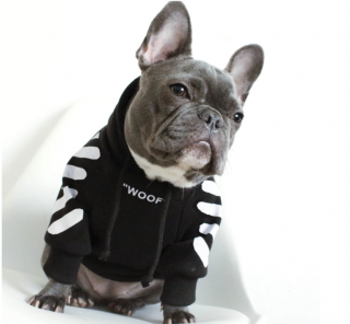 Tepláková mikina pre psa - WOOF Farba: Čierno- Biela, Veľkosť: L