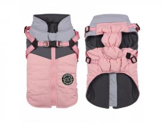 Zimná zateplená bunda pre psa s postrojmi Farba: Ružová, Veľkosť: XL