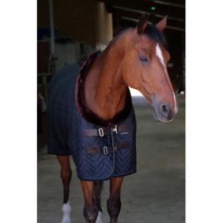 Stajňová zamatová deka pre koňa EQUITHÈME  TEDDY  - Čierna DĹŽKA: 125 cm