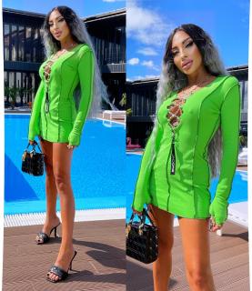 Krásne zelené šaty so šnurovačkou Veľkosť: M