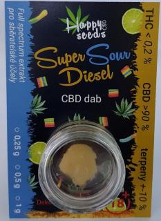 CBD dab - Super Sour Diesel (CBD> 90%) od Happy seeds Hmotnosť: 0,25 g