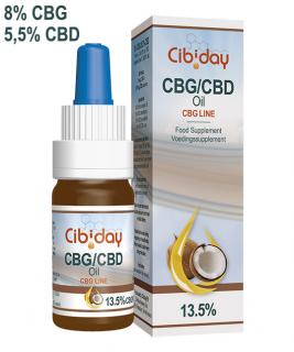 Kokosový 13,5% CBG / CBD olej od firmy Cibiday Balenie: 10 ml