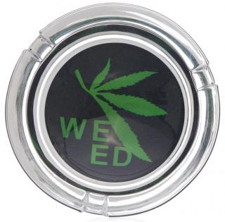 Stredná sklenený popolník - konopný dizajn Varianty: Popolník weed