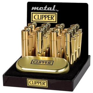 Zlatý Clipper zapaľovač v darčekovom balení Clipper motív: Zlatý lesklý