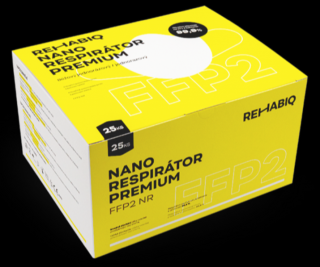 České nano respirátory Rehabiq Premium FFP2 s účinnosťou 12 hodín, 25 ks