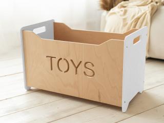 Box na hračky TONI Variant: Maxi, Zvolte farbu: Biela - Transparentný lak