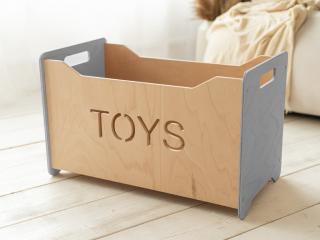 Box na hračky TONI Variant: Maxi, Zvolte farbu: Šedá - Transparentný lak