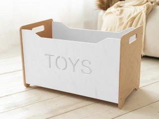 Box na hračky TONI Variant: Maxi, Zvolte farbu: Transparentný lak - biela
