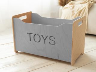 Box na hračky TONI Variant: Maxi, Zvolte farbu: Transparentný lak - šedá