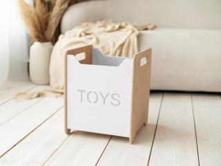 Box na hračky TONI Variant: Mini, Zvolte farbu: Transparentný lak - biela