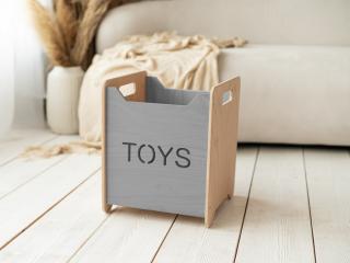 Box na hračky TONI Variant: Mini, Zvolte farbu: Transparentný lak - šedá