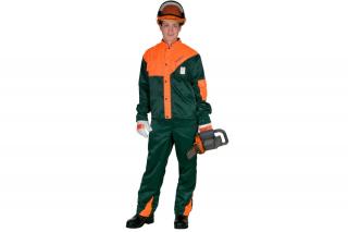 Pilčícky odev Profesional II.M, tr. 1 (Lesnícke pracovné nohavice s trakmi a  pracovná blúza - vysoká pevnosť, vodeodolnosť, ochrana obličiek, typ A)