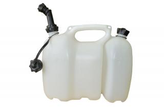 Plastový kanister biely 6 l / 3 l (IT-25050) (Kombinovaný plastový kanister na benzín a olej, vrátane nalievacieho hrdla)