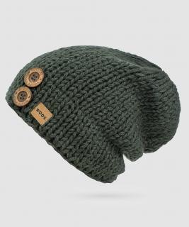 Čiapka Dark Olive Button Beanie